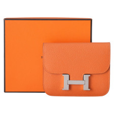 HERMES(USED)에르메스 콘스탄스 슬림 컴팩트 월릿 앱송 오렌지